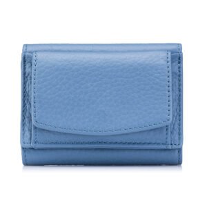 Blue Pebble Leather Lady Trifold Wallet