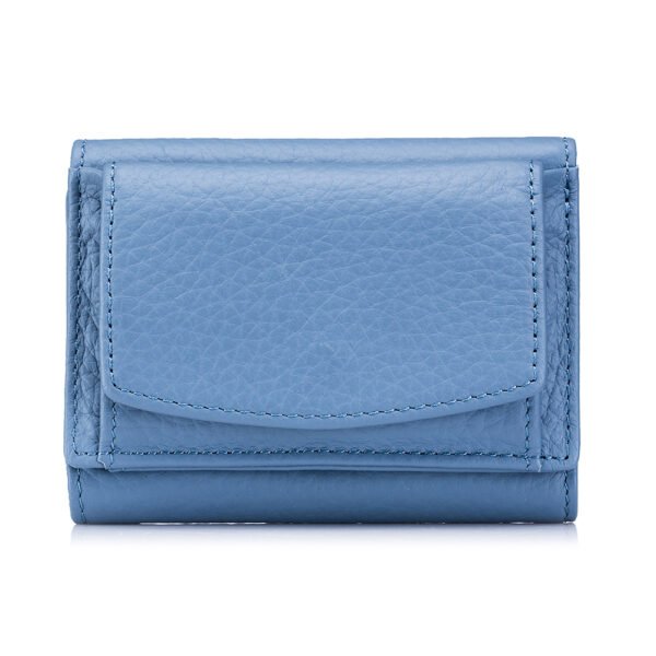 Blue Pebble Leather Lady Trifold Wallet