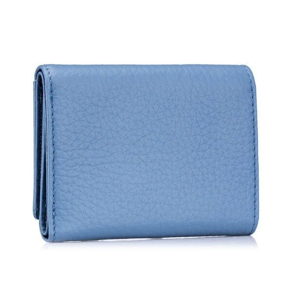 Blue Pebble Leather Lady Trifold Wallet - Image 2