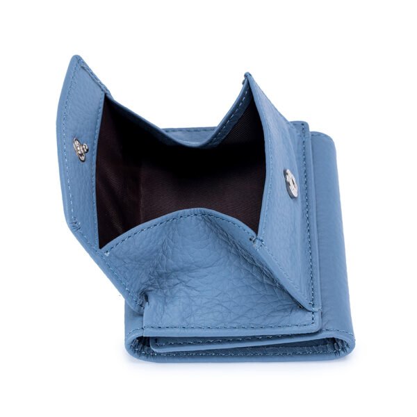 Blue Pebble Leather Lady Trifold Wallet - Image 3