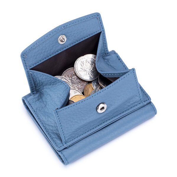 Blue Pebble Leather Lady Trifold Wallet - Image 4