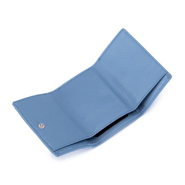 Blue Pebble Leather Lady Trifold Wallet - Image 5