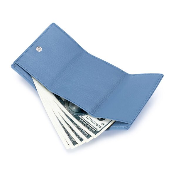 Blue Pebble Leather Lady Trifold Wallet - Image 6