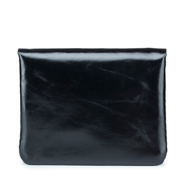 Black Wax Oil Leather Button Coin Pouch - Image 6